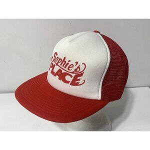 VINTAGE - Sophie's Place Snap Back Red and White Mesh Trucker Hat